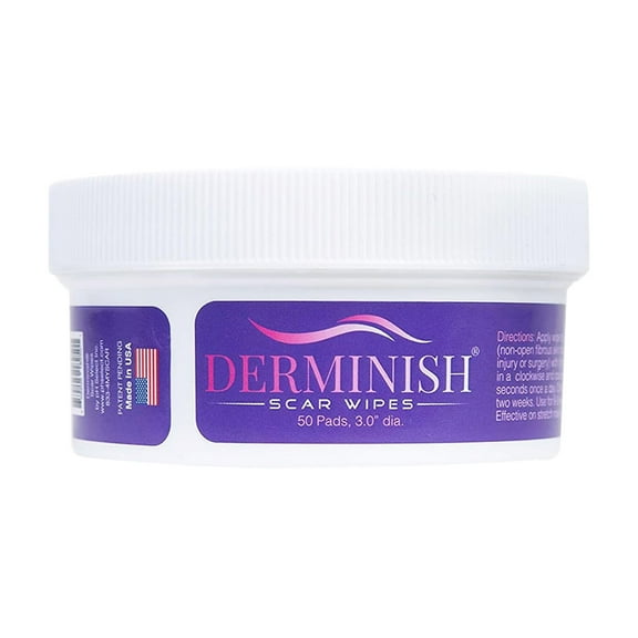 Derminish Scar Wipes - Acne & Scar Remover, Stretch Mark Pads - 50 Pads