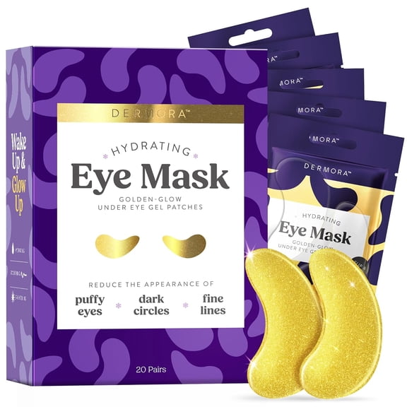 Dermora 24K Gold Eye Mask- 20 Pairs - Puffy Eyes and Dark Circles Treatments
