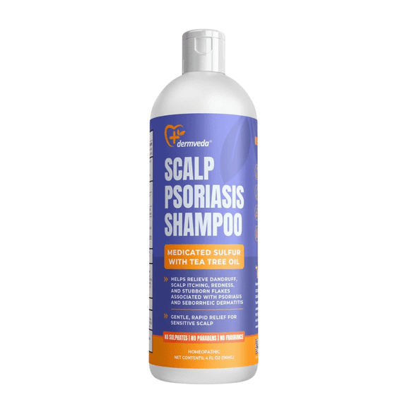 Dermveda Herbal Shampoo – Sulfur & Tea Tree Oil for Healthy-Feeling Hair and Scalp, 4oz