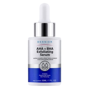 Dernier Cosmetics AHA + BHA Exfoliating Serum 5% Alpha Hydroxy Acids, 0.5% Beta Hydroxy Acids, 1% Hyaluronic Acid (1 fl oz)