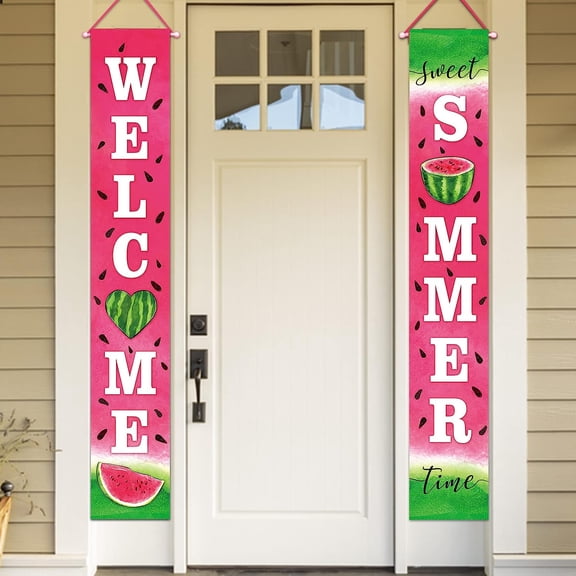 Deroro Sweet Summer Boho Sun Porch Banner Sign, Hello Sunshine Sunrise Cloud Bohemian Front Door Decorative Hanging Banner Flag, Yellow Teal Seasonal Decoration Home Outdoor Decor