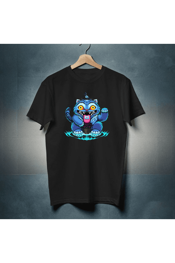 Derpy Blue Tiger Funny Animal Graphic T-shirt M2983126, Up to Size 5XL