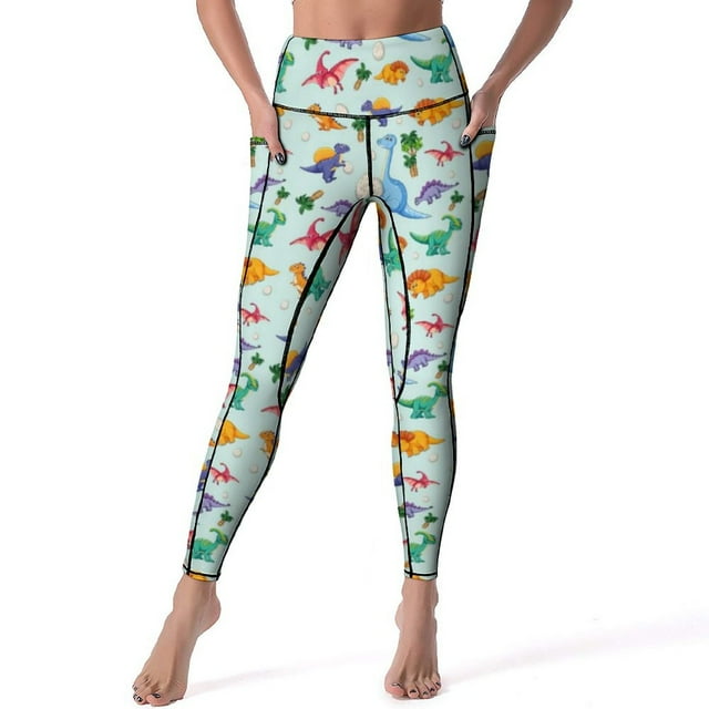 Derpy Dinosaurs Yoga Pants Sexy Cartoon Cute Dinosaur Raptor Leggings