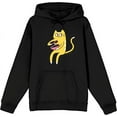 thumbnail image 1 of Derpy Kitty Cat With Pink Bowl Adult Black Long Sleeve Hoodie-Medium, 1 of 3
