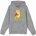 thumbnail image 1 of Derpy Kitty Cat With Pink Bowl Adult Heather Gray Long Sleeve Hoodie-3XL, 1 of 3