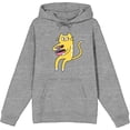 thumbnail image 1 of Derpy Kitty Cat With Pink Bowl Adult Heather Gray Long Sleeve Hoodie-Large, 1 of 3