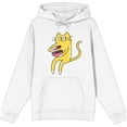 thumbnail image 1 of Derpy Kitty Cat With Pink Bowl Adult White Long Sleeve Hoodie-Medium, 1 of 3