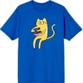 thumbnail image 1 of Derpy Kitty Cat With Pink Bowl Men's Blue Crew Neck Short Sleeve Tee-XXL, 1 of 1