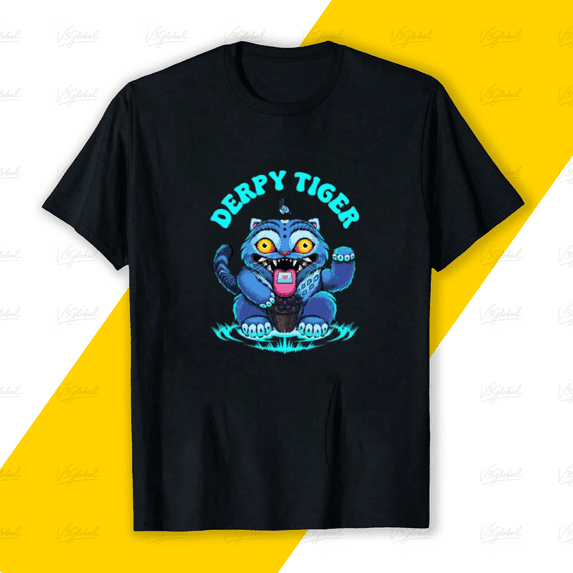 Derpy Money Tiger Funny Cartoon Graphic Animal Lover Unisex T-Shirt, up to size 5XL