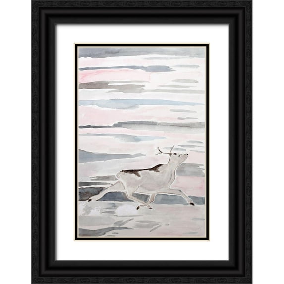 Derr, Wynn 11x14 Black Ornate Wood Framed with Double Matting Museum Art Print Titled - Peary Caribou
