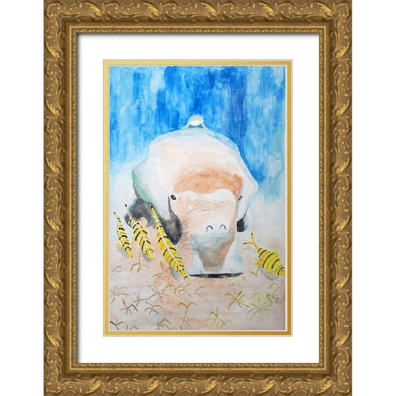 Derr, Wynn 23x32 Gold Ornate Wood Framed with Double Matting Museum Art Print Titled - Dugong