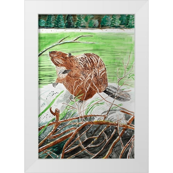 Derr, Wynn 23x32 White Modern Wood Framed Museum Art Print Titled - Beaver Buddy