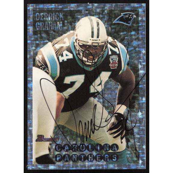 Derrick Graham Autographed 1995 Bowman Rookie Card #222 Carolina Panthers SKU #259400