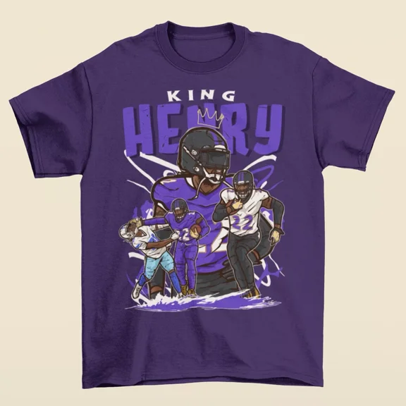 Derrick Henry King Henry Cartoon Style Baltimore Football T-Shirt