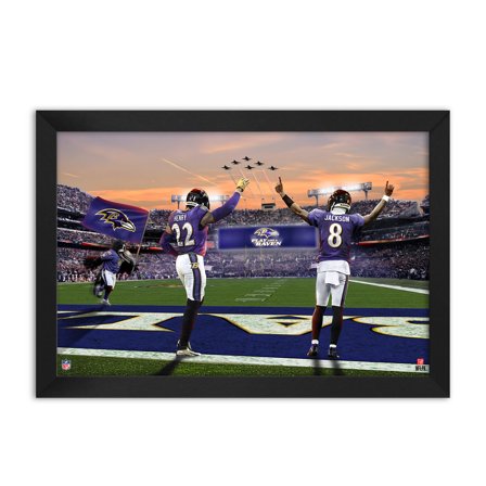 Derrick Henry and Lamar Jackson Baltimore Ravens Framed Two-Player Art Print