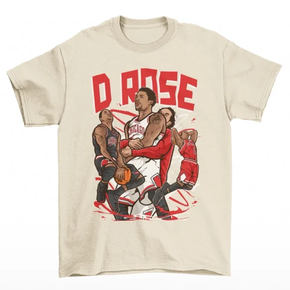 Derrick Rose D Rose Cartoon Style Chicago Basketball T-Shirt