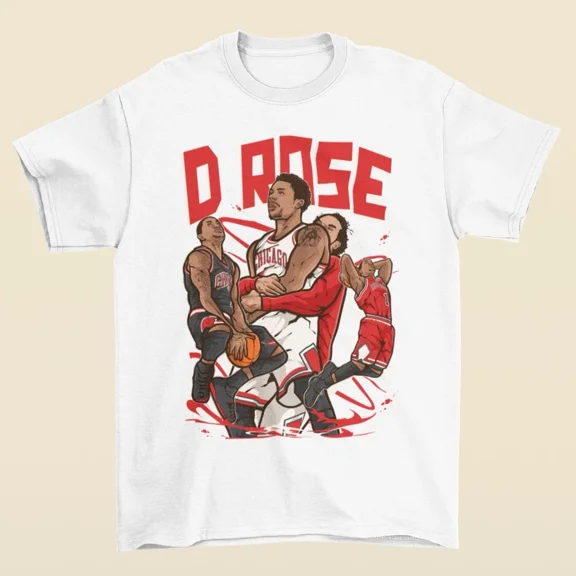 Derrick Rose D Rose Cartoon Style Chicago Basketball T-Shirt