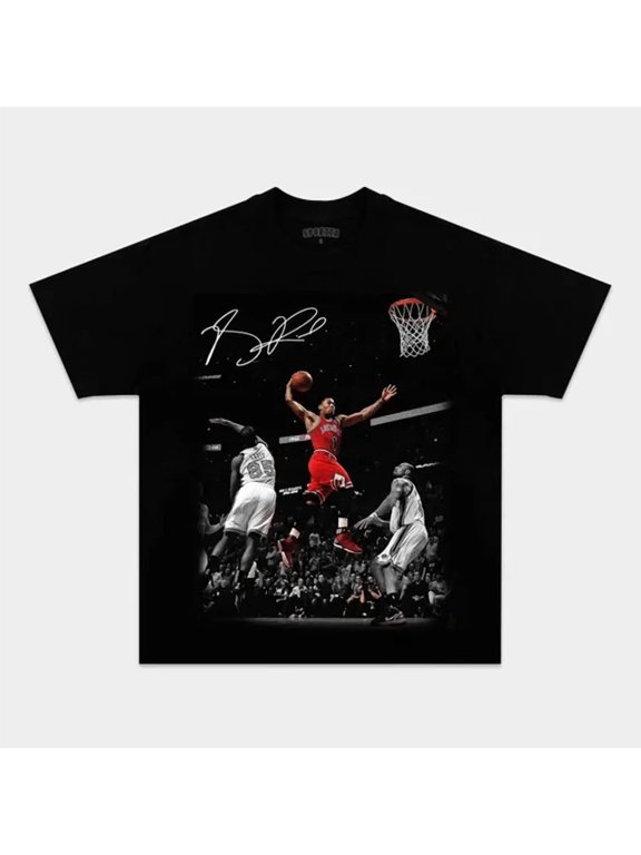 Derrick Rose Dunk Action Basketball Graphic Design Vintage Sports Fan T-Shirt