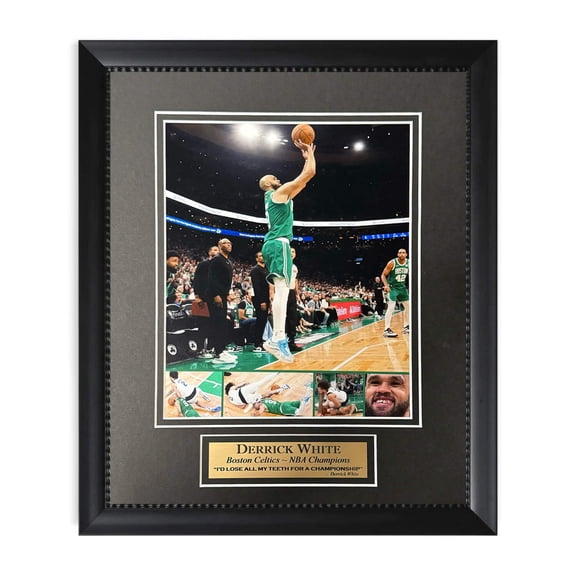Derrick White Unsigned NBA Championship Photo Framed to 11x14