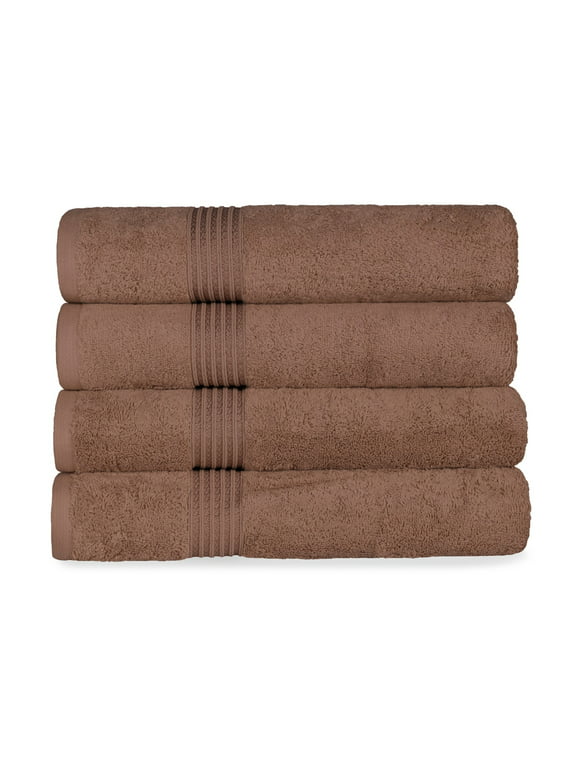 Derry Classic Ultra-Soft Absorbent 4-piece Egyptian Cotton Bath Towel Set, Mocha, by Superior