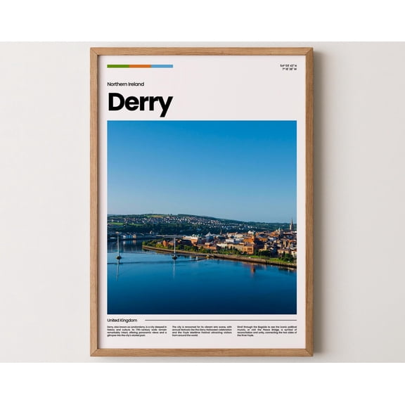 Derry Poster, Derry Print, Derry Photo, Derry Art, Northern Ireland Poster, Northern Ireland Print, Travel Poster Gift, 24x36 UNFRAMED
