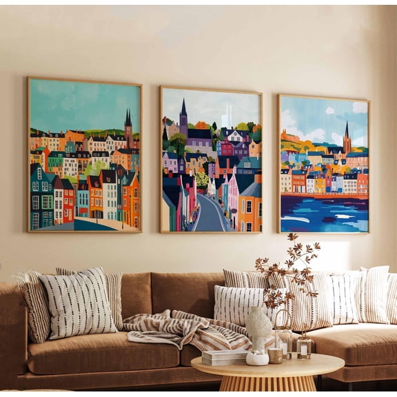 Derry Posters Northern Ireland Travel Prints City Wall Art Set Irish Poster Decor Derry Print Set Gift for Home Set 3