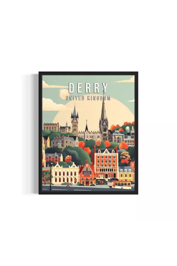 Derry Uk Landscape Poster Art Print Wall Art Painting Artwork Decor Vintage Home Decor Vintage Art Print Cute Birthday Gift Wall Art