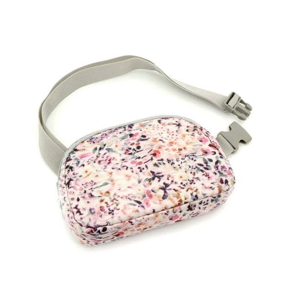 Derstuewe Women's Floral Fanny Pack – Lightweight Belt Bag with Adjustable Strap, Travel Waist Bag for Running, Hiking, and Everyday Use (Pink Multi)
