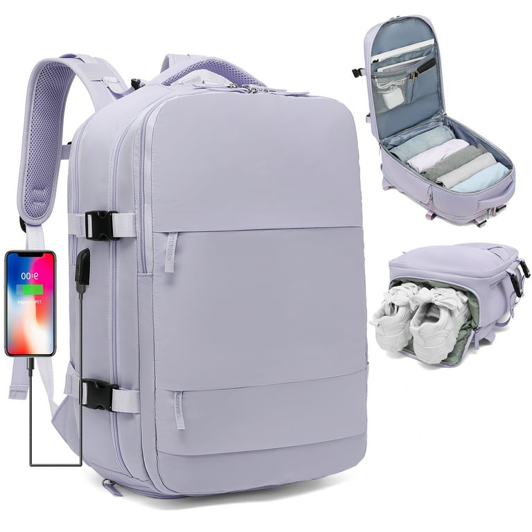 DERSTUEWE Large Travel Backpack for Women, Waterproof Purple