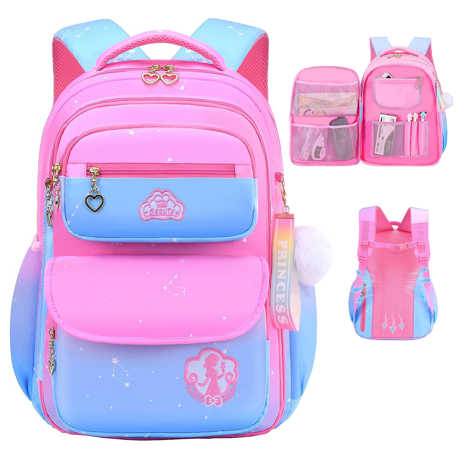 SANMADROLA Kids Backpacks for Girls Bunny Elementary School Backpack