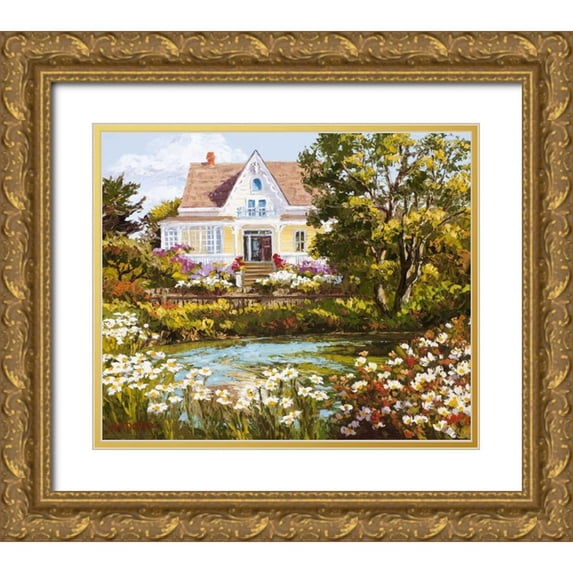 Dertner, Erin 30x26 Gold Ornate Wood Framed with Double Matting Museum Art Print Titled - Overlooking the Pond