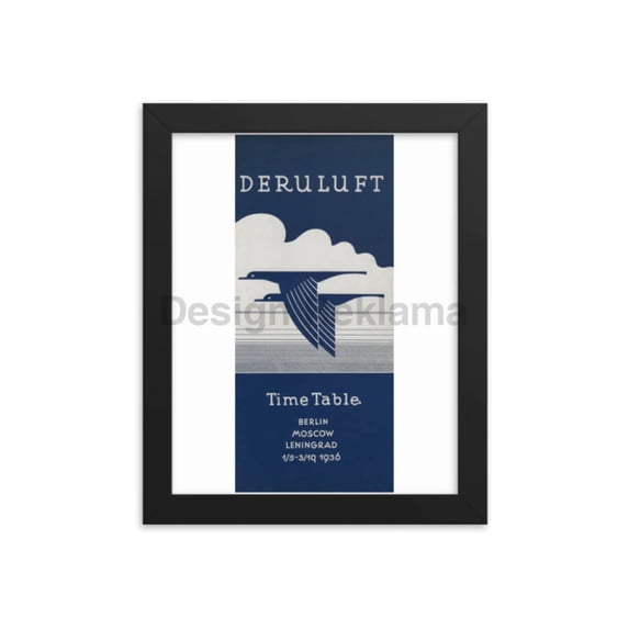 Deruluft Airlines (JV Germany USSR). Berlin - Moscow - Leningrad Service, 1936. Framed Vintage Travel Poster