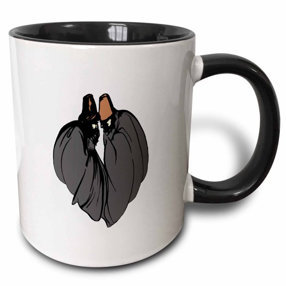 3drose, Dervish Mystical Brotherhood Black Outline Art, 11oz Two-tone Black Mug