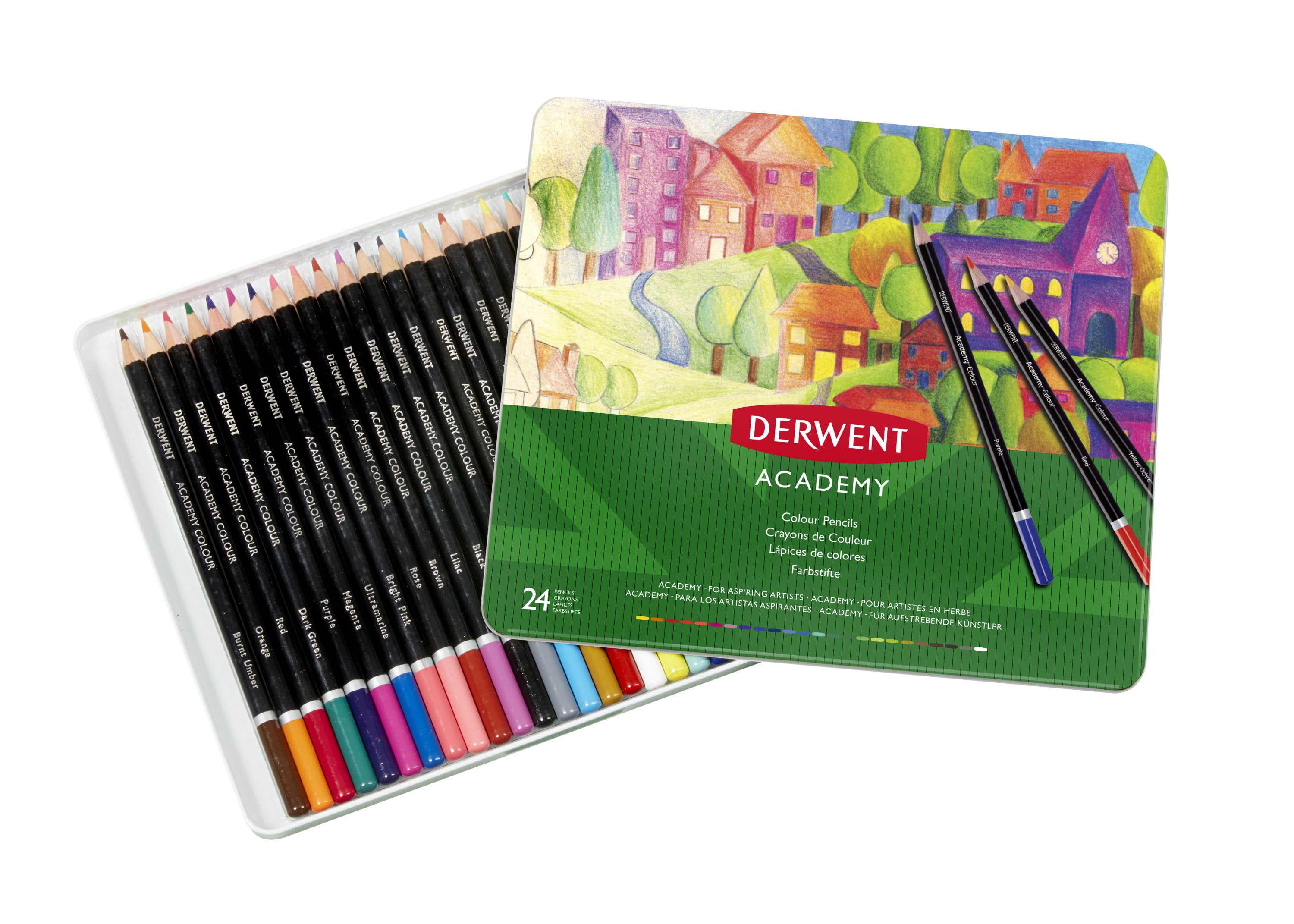 Derwent Academy Colored Pencil Set 24 Color Tin Set