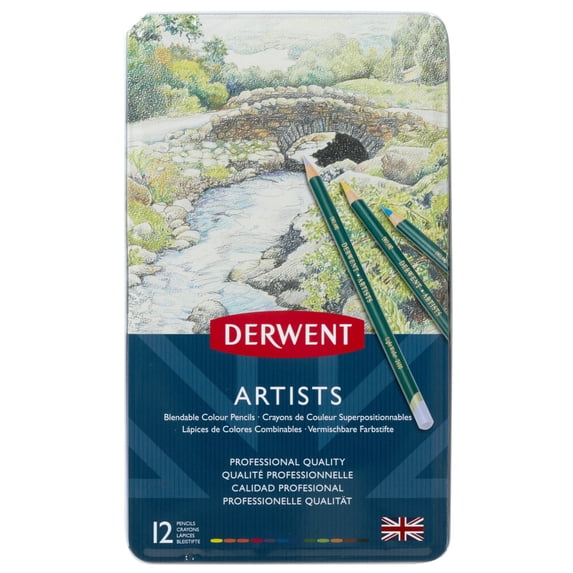 Derwent Artists 12 Blendable Colour Pencils Tin - Pens And Pencils