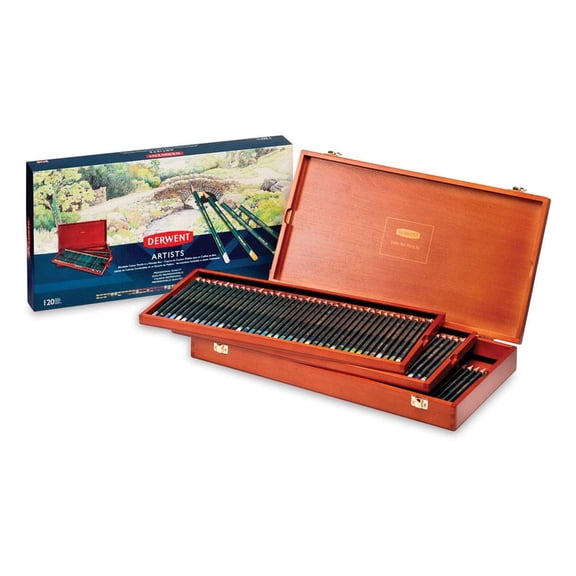 Derwent Artists' Colored Pencil Set, 120-Color Wood Box Set