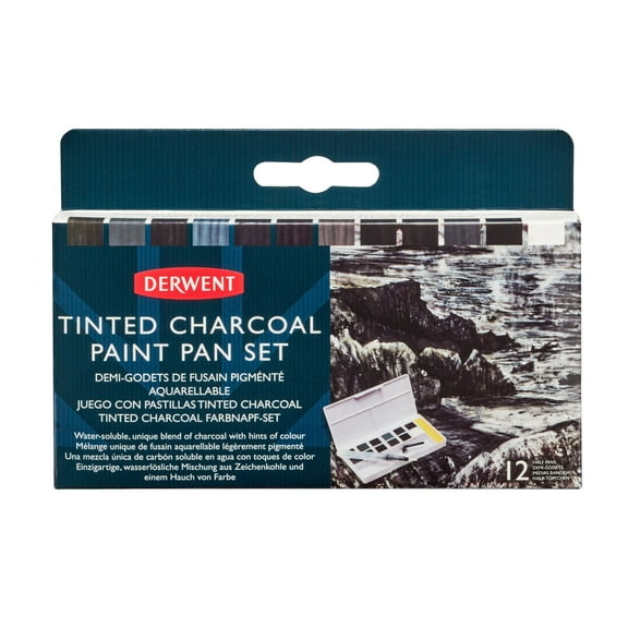 Derwent Charcoal Paint Pan Palette, 12 Colours
