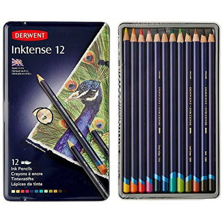 Derwent Colored Pencils, Inktense Ink Pencils, Drawing, Art, Metal Tin, 12 Count (0700928)