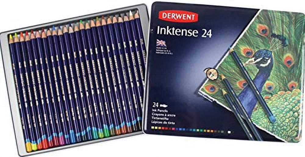 Derwent Colored Pencils Inktense Ink Pencils Drawing Art Metal Tin 24 Count