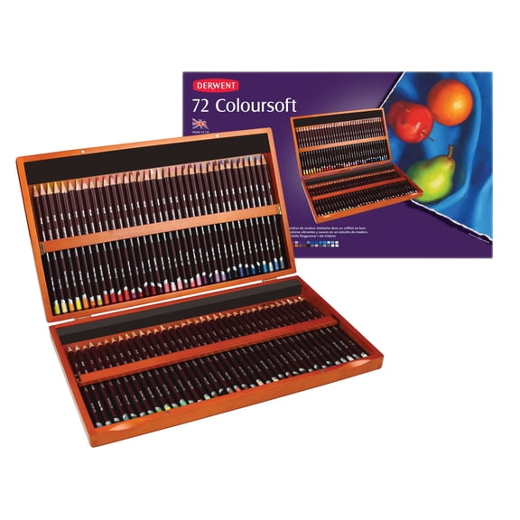 Derwent Coloursoft 72 Colour Pencils Wooden Box Set - Derwent