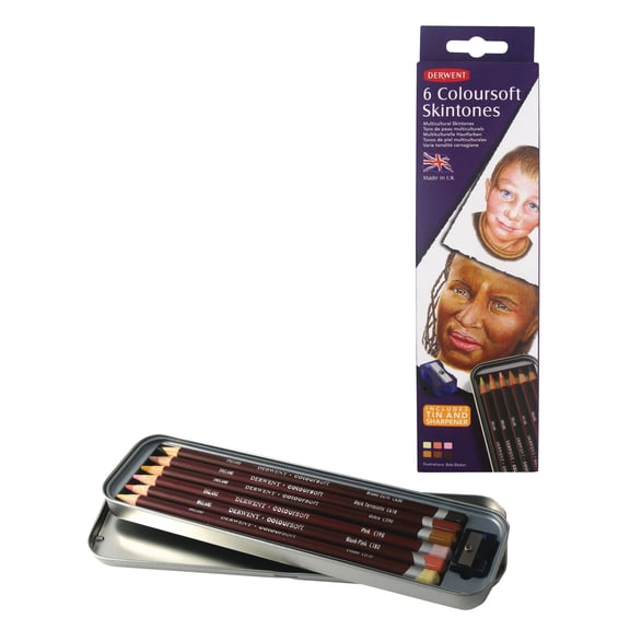 Derwent Coloursoft Skintones Set, 6-Color Tin Set