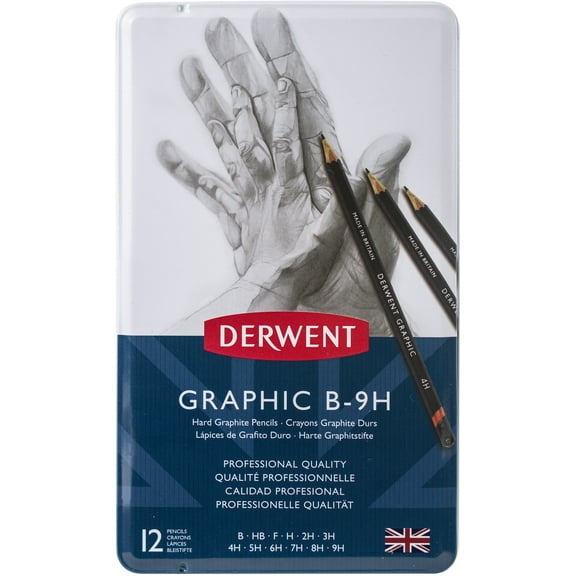 Derwent Hard Graphite Pencils W/Tin 12/Pkg-