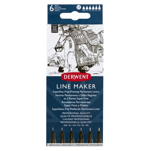 Derwent Line Makers - Black, Pkg of 6