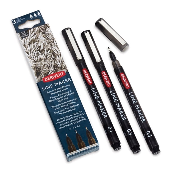 Derwent Line Maker Set, 3-Pens, Black