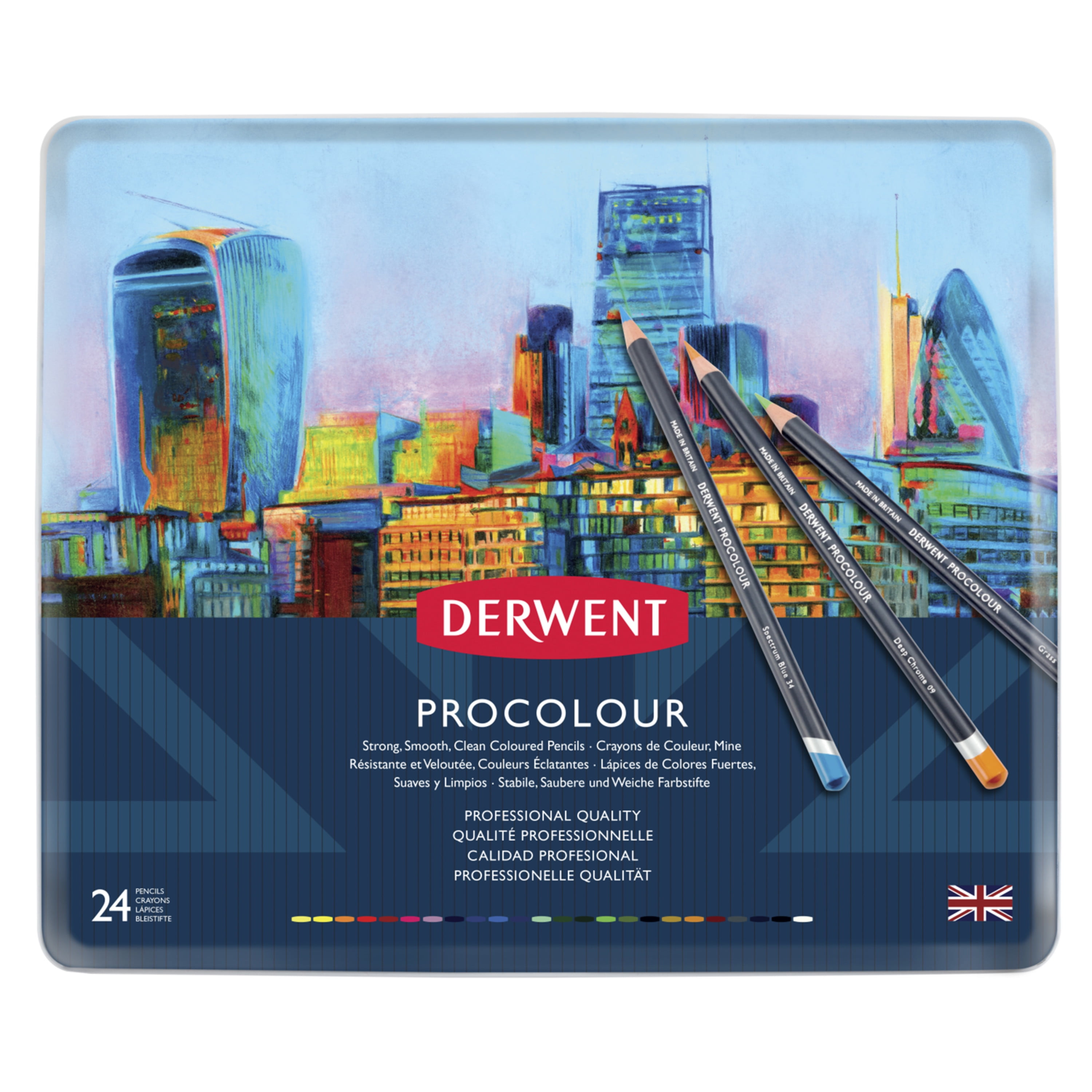 Derwent Procolour Pencil Set, 24-Pencil Tin Set