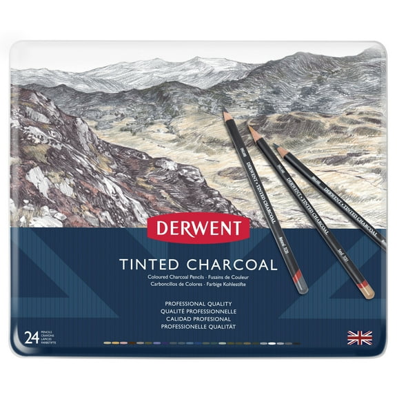 Derwent Tinted Charcoal Pencil 24-Pencil Tin Set