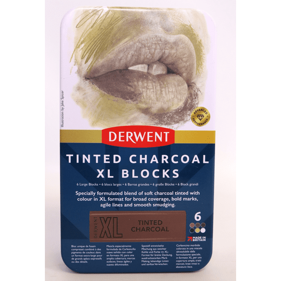 Derwent Tinted Charcoal XL Blocks - Assorted, Set of 6