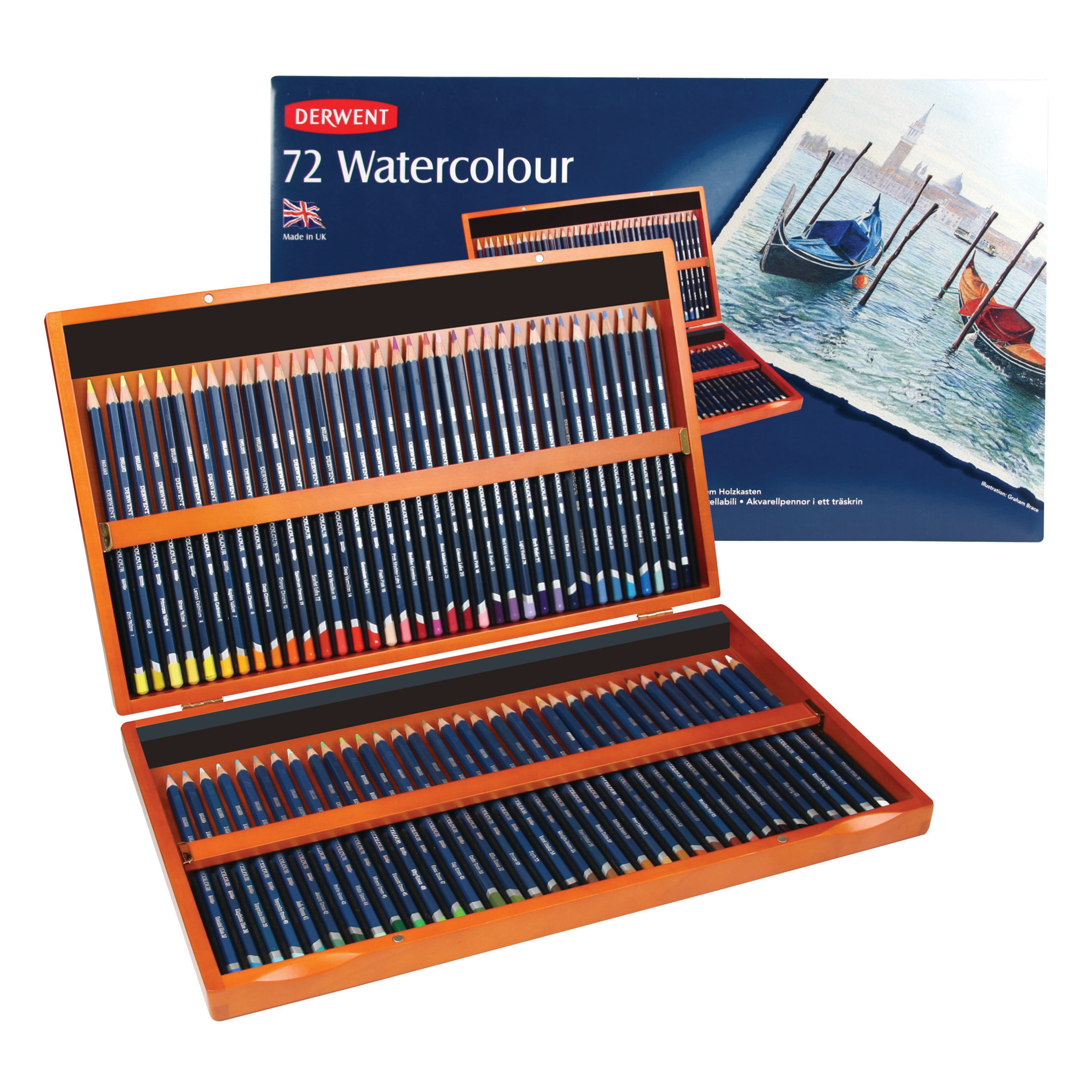 Derwent Watercolor Pencil 72-Pencil Wood Box Set