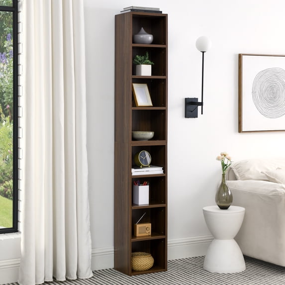 Derzers Adjustable Bookcase, 11.60 x 9.30 x 70.90 In, Medium Density Fiberboard Brown, 35.2 lb