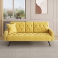 thumbnail image 1 of Derzers Upholstered Velvet Fabric Futon Sofa, Yellow, 1 of 6